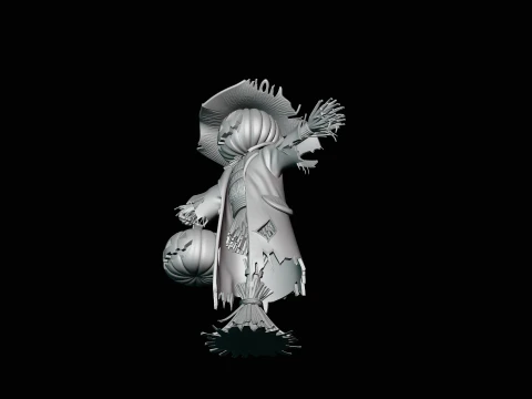 Pumpkin Scarecrow Statue Design 3 - 3D Print Model 3D Print Model