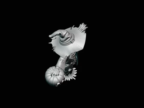 Pumpkin Scarecrow Statue Design 3 - 3D Print Model 3D Print Model