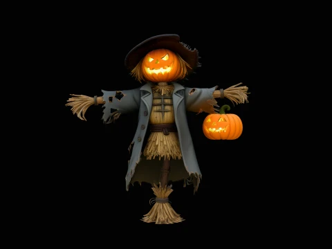 Pumpkin Scarecrow Statue Design 4 - 3D Print Model 3D 프린트 모델
