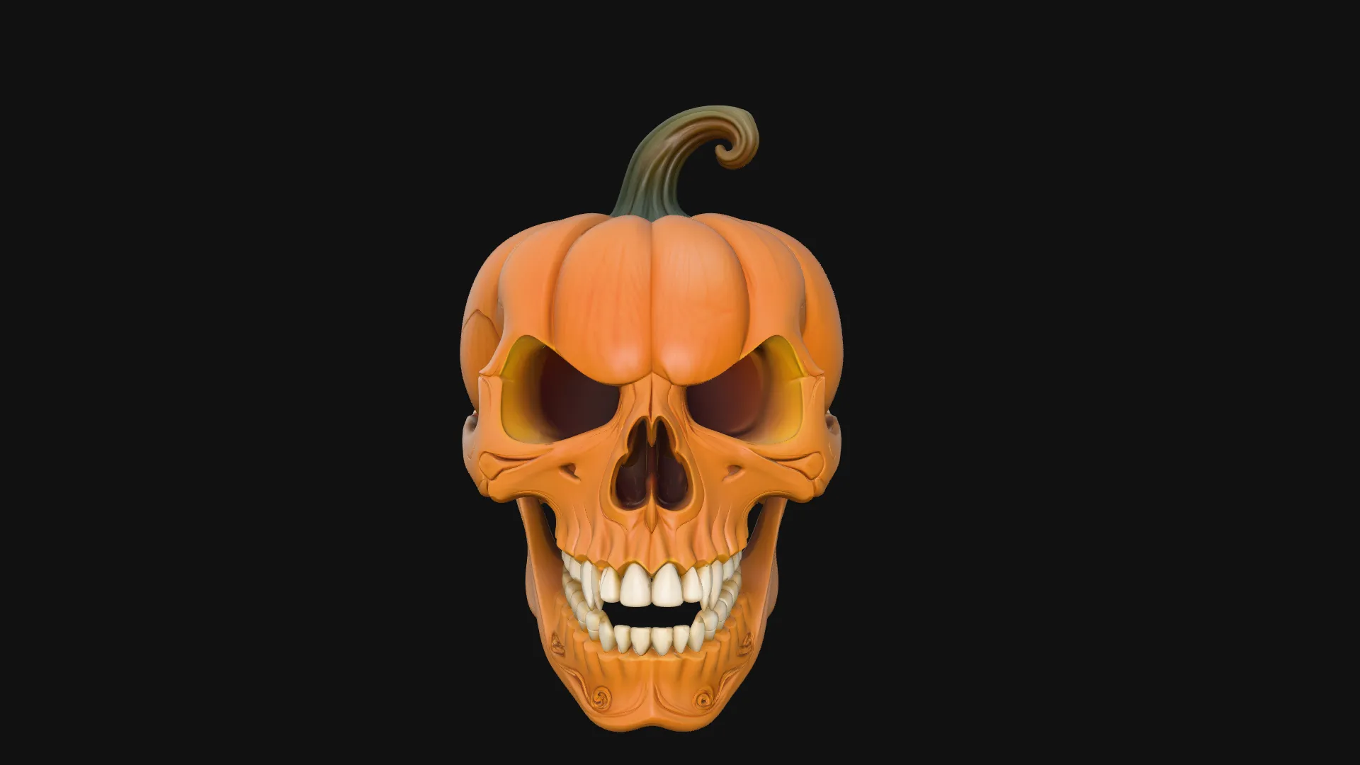 Skull Carved Pumpkin Statue Design 4 - 3D Print Model 3D Print Model .c4d .max .obj .3ds .fbx .stl .blend 