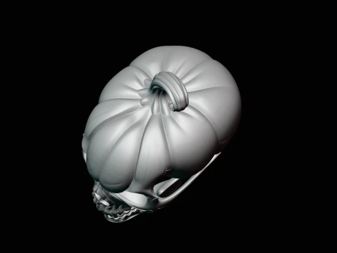 Skull Carved Pumpkin Statue Design 4 - 3D Print Model 3D Print Model