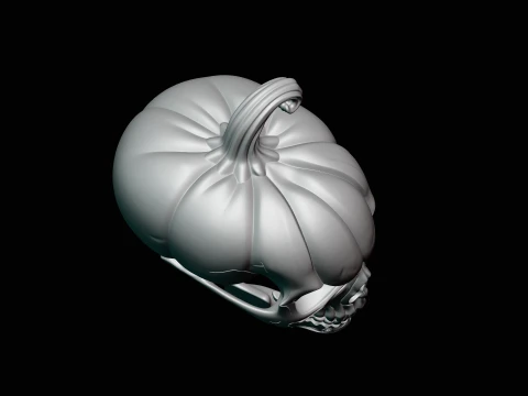 Skull Carved Pumpkin Statue Design 4 - 3D Print Model 3D Print Model