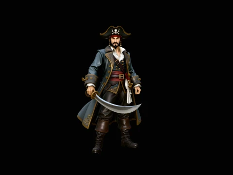 Cutlass Pirate Captain Statue Design 2 - 3D Print Model 3D Druckmodell