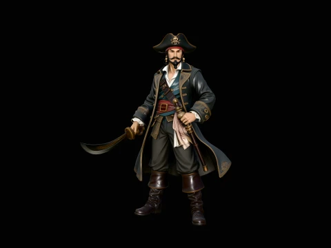Cutlass Pirate Captain Statue Design 3 - 3D Print Model 3D Druckmodell