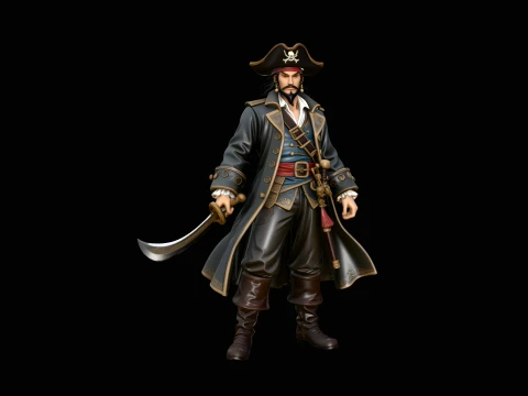 Cutlass Pirate Captain Statue Design 4 - 3D Print Model 3D Druckmodell
