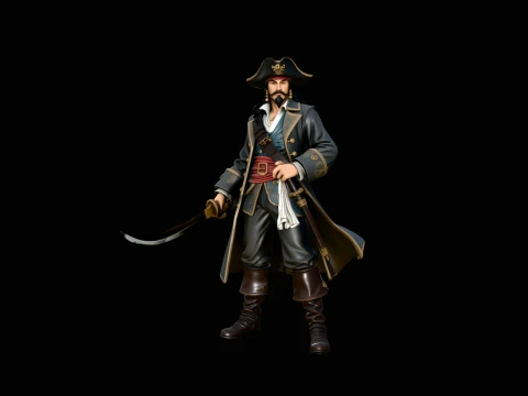 Cutlass Pirate Captain Statue Design 5 - 3D Print Model 3D Druckmodell