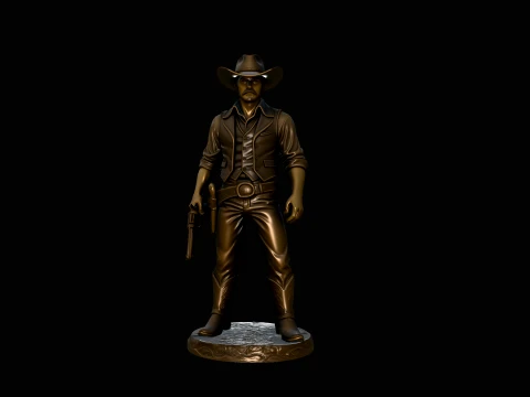 Wild West Gunslinger Statue Design 1 - 3D Print Model 3D Druckmodell