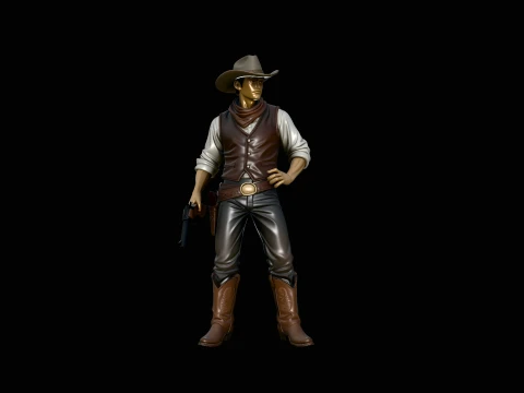 Wild West Gunslinger Statue Design 2 - 3D Print Model 3D Druckmodell