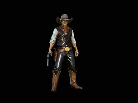 Wild West Gunslinger Statue Design 3 - 3D Print Model 3Dプリントモデル