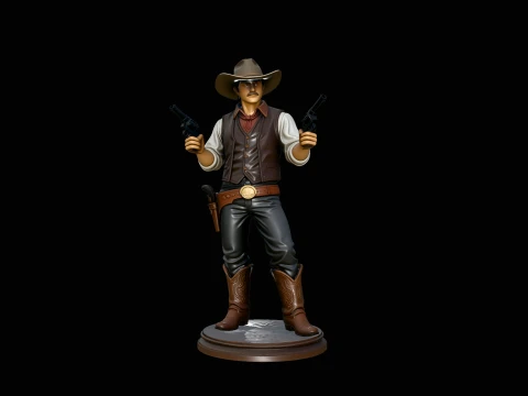 Wild West Gunslinger Statue Design 4 - 3D Print Model 3D Print Model