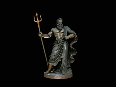 Poseidon with Trident Statue Design 5 - 3D Print Model 3D Print Model