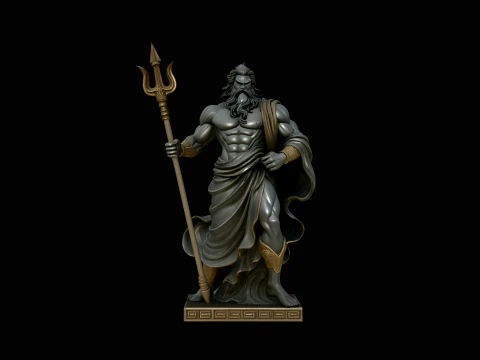 Poseidon with Trident Statue Design 7 - 3D Print Model Modello di stampa 3D