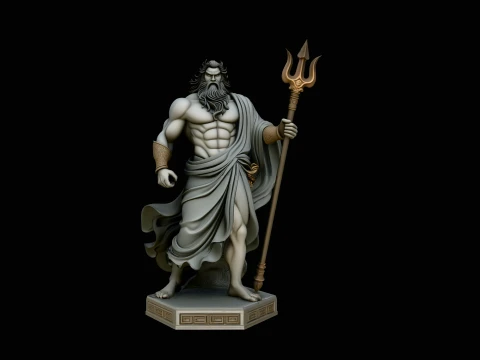 Poseidon with Trident Statue Design 8 - 3D Print Model 3Dプリントモデル