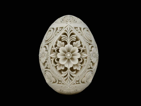 Floral Carved Easter Egg Design 1 - 3D Print Model 3D Print Model