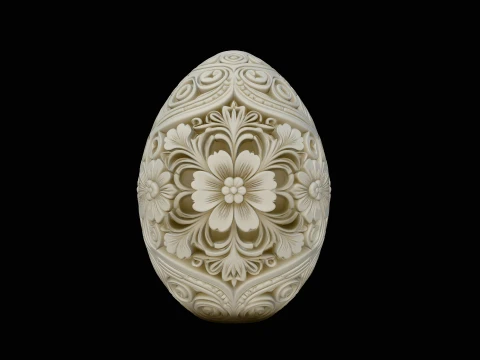 Floral Carved Easter Egg Design 3 - 3D Print Model 3D Druckmodell