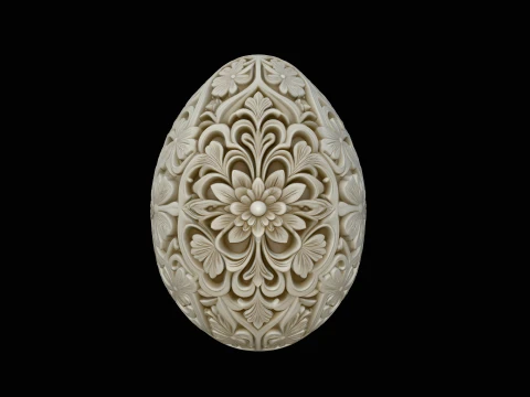 Floral Carved Easter Egg Design 4 - 3D Print Model Modelo de impresión 3D