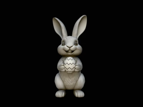 Standing Easter Bunny Statue Design 4 - 3D Print Model 3D Druckmodell