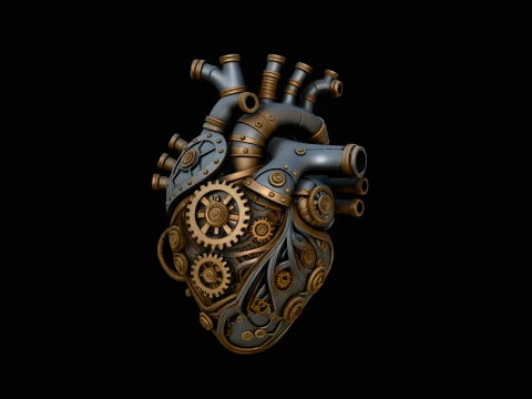 Steampunk Mechanical Heart Statue Design 2 - 3D Print Model 3D Print Model