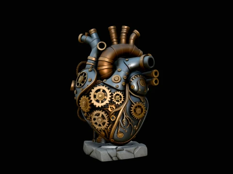 Steampunk Mechanical Heart Statue Design 4 - 3D Print Model 3D Print Model