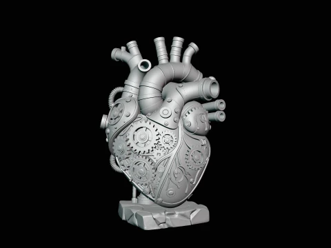 Steampunk Mechanical Heart Statue Design 4 - 3D Print Model 3D Print Model