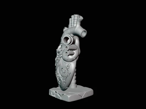 Steampunk Mechanical Heart Statue Design 4 - 3D Print Model 3D Print Model