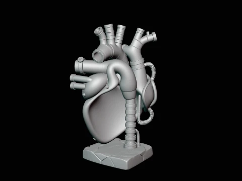Steampunk Mechanical Heart Statue Design 4 - 3D Print Model 3D Print Model