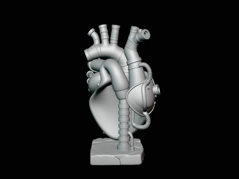 Steampunk Mechanical Heart Statue Design 4 - 3D Print Model 3D Print Model
