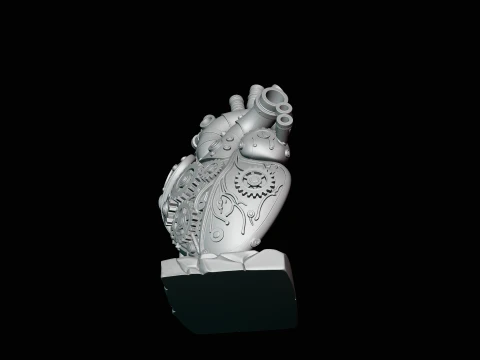 Steampunk Mechanical Heart Statue Design 4 - 3D Print Model 3D Print Model