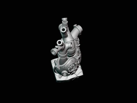 Steampunk Mechanical Heart Statue Design 4 - 3D Print Model 3D Print Model