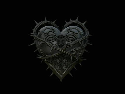 Vine-Wrapped Stone Heart Statue Design 5 - 3D Print Model 3D 打印模型