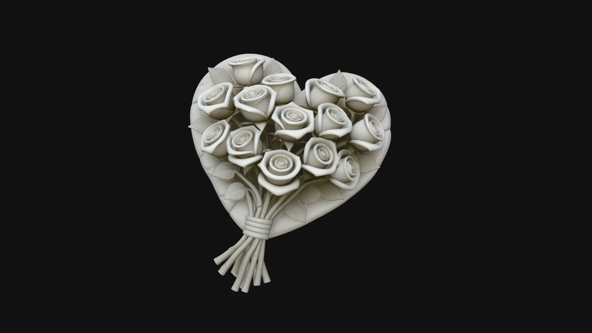 Rose Bouquet Heart Plaque Design 4 - 3D Print Model 3D Print Model .c4d .max .obj .3ds .fbx .stl .blend 