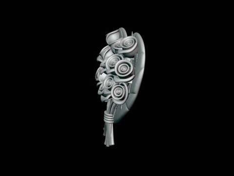 Rose Bouquet Heart Plaque Design 4 - 3D Print Model 3D Print Model