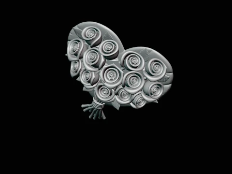 Rose Bouquet Heart Plaque Design 4 - 3D Print Model 3D Print Model