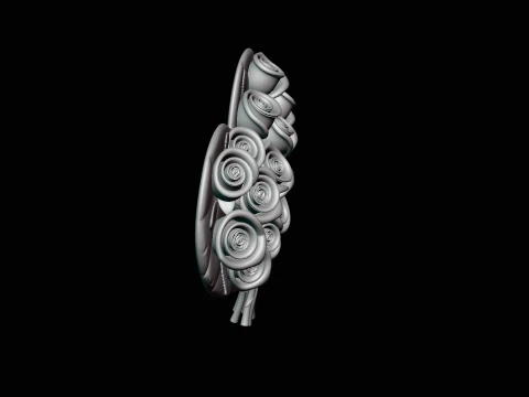 Rose Bouquet Heart Plaque Design 4 - 3D Print Model 3D Print Model
