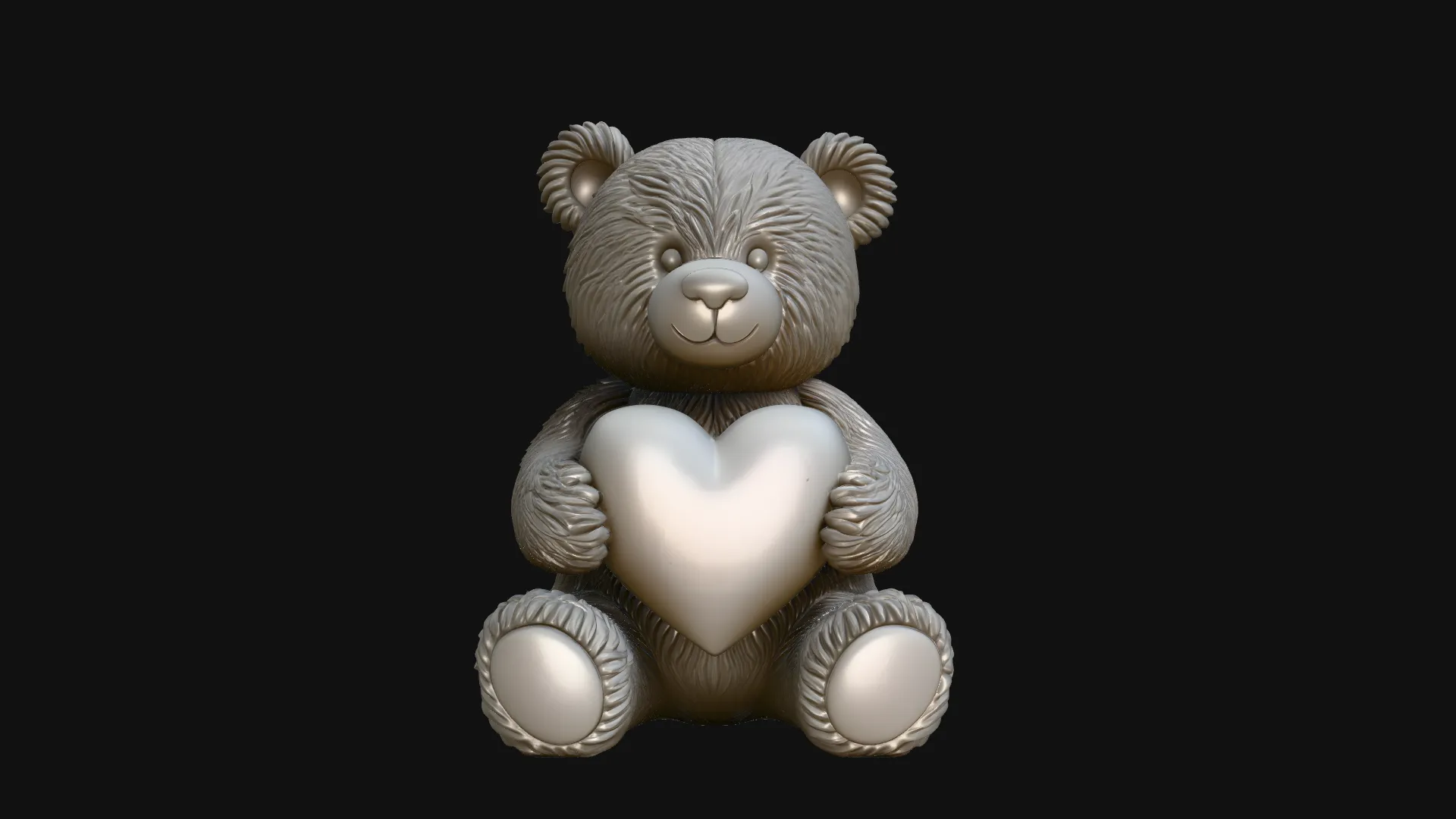 Teddy Bear with Heart Statue Design 4 - 3D Print Model 3D Print Model .c4d .max .obj .3ds .fbx .stl .blend