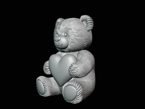 Teddy Bear with Heart Statue Design 4 - 3D Print Model 3D Print Model