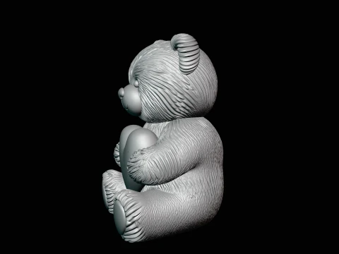 Teddy Bear with Heart Statue Design 4 - 3D Print Model 3D Print Model