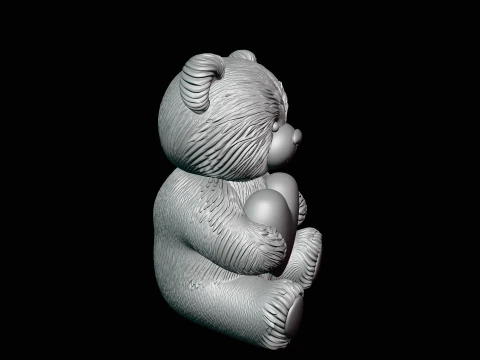 Teddy Bear with Heart Statue Design 4 - 3D Print Model 3D Print Model