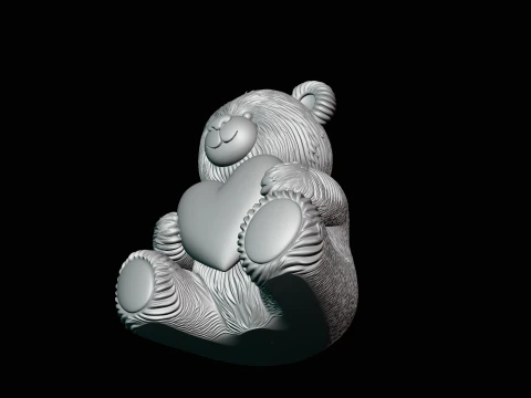Teddy Bear with Heart Statue Design 4 - 3D Print Model 3D Print Model