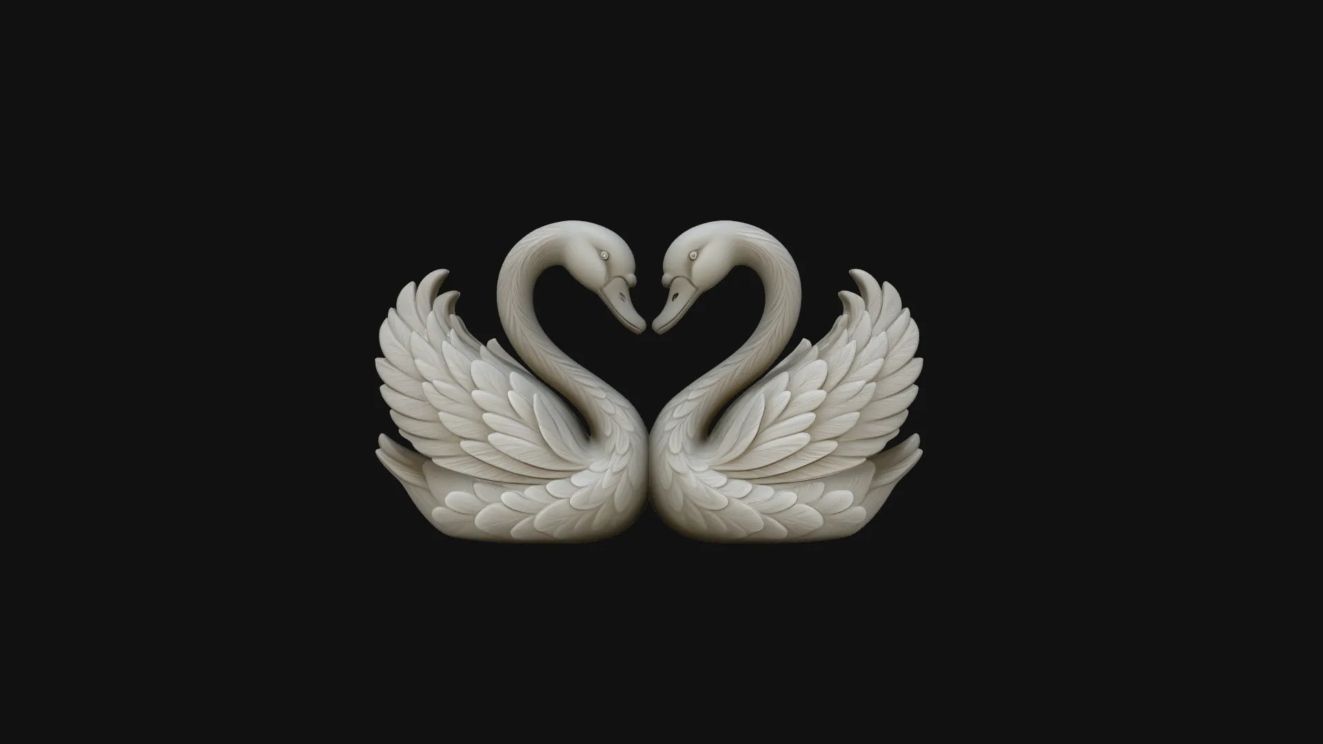 Swan Couple Heart Statue Design 1 - 3D Print Model 3D Print Model .c4d .max .obj .3ds .fbx .stl .blend 