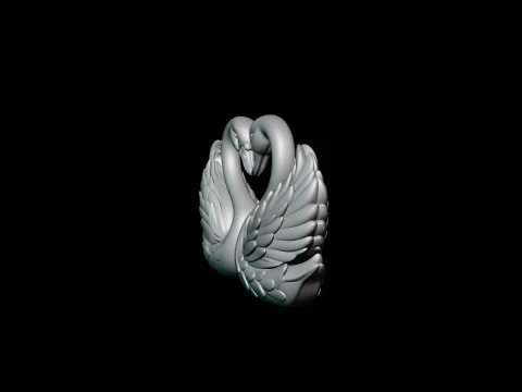 Swan Couple Heart Statue Design 1 - 3D Print Model 3D Print Model