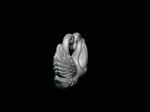 Swan Couple Heart Statue Design 1 - 3D Print Model 3D Print Model