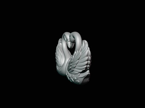 Swan Couple Heart Statue Design 1 - 3D Print Model 3D Print Model