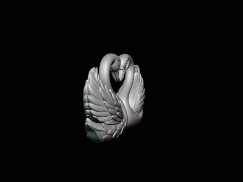 Swan Couple Heart Statue Design 1 - 3D Print Model 3D Print Model