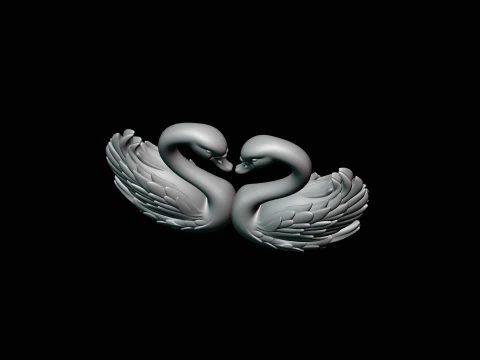 Swan Couple Heart Statue Design 1 - 3D Print Model 3D Print Model