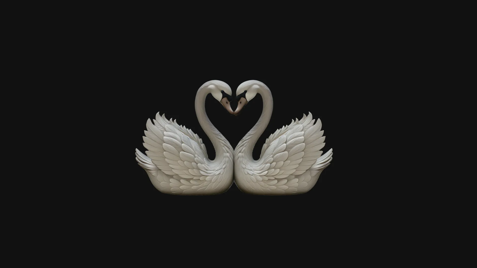 Swan Couple Heart Statue Design 2 - 3D Print Model 3D Print Model .c4d .max .obj .3ds .fbx .stl .blend