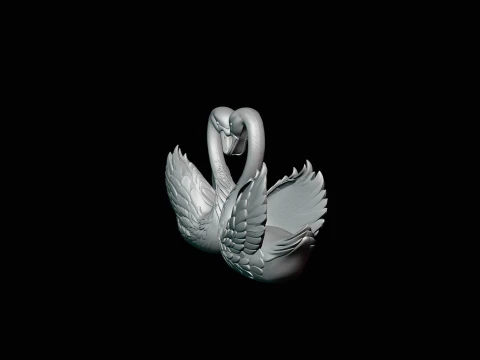 Swan Couple Heart Statue Design 2 - 3D Print Model 3D Print Model