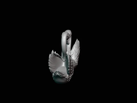 Swan Couple Heart Statue Design 2 - 3D Print Model 3D Print Model