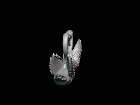 Swan Couple Heart Statue Design 2 - 3D Print Model 3D Print Model