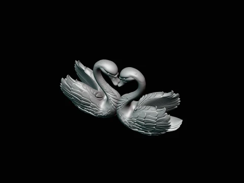 Swan Couple Heart Statue Design 2 - 3D Print Model 3D Print Model